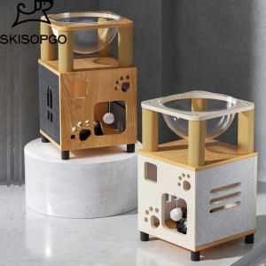 SKISOPGO บ้านแมวไม้ คอนโดแมว หลุมอวกาศแมว หรูหรา แข็งแรง 1ชั้น 2ชั้น 2in1