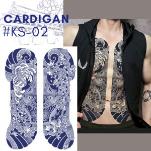 Stiker Tato Cardigan Front Body | Fruit Ink | Semi Permanen 48x34 cm | Waterproof | Tato Tahan Lama