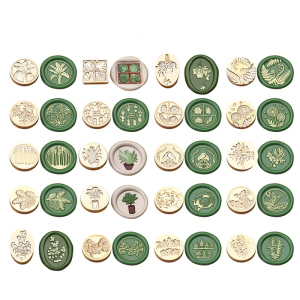 Vintage Seal Stamp Head with Leaf Plant Pattern for Seal Envelope Invitations Christmas Card Birthday Card Scrapbooking