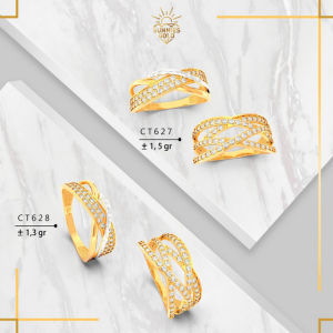 CINCIN EMAS MUDA EMAS KADAR 300/6KARAT DAN EMAS KADAR 375/8KARAT CINCIN EMAS MODEL TERBARU CINCIN REMAJA DEWASA SIMPEL CANTIK CINCIN HEXAGONAL EMASCT 627 CT 628