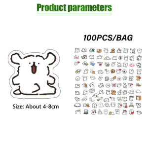 100PCS Happy Little White Dog Guka Stickers DIY Phone Cases Handbooks Decorative Waterproof Decals