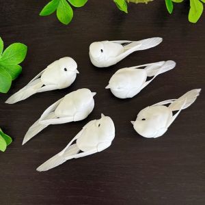 INTOONE 6PCS with Clips Dove Artificial Birds Foam DIY Accessories Faux Foam Animal Vivid Handicraft Simulation Red Birds Home Decoration