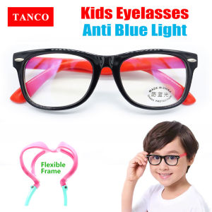TANCO 1623N Computer Glasses for Kids Anti Blue Anti UV HD Lens Eyeglasses Elastic Silicone Frame