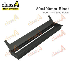 ClassAHW Black Silver Rectangle Aluminium Desk Grommet with Brush for Wire Organizer  Cable Hole Cover