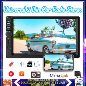 Ready Ya Cod Universal Head Unit Android/iPhone Double Din 7 Inch Bluetooth Audio Car MP3 MP5 Player in Touch Screen Radio Dan Kamera Mundur Mobil LED