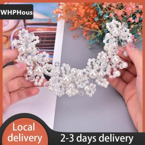 [COD] WHPHous Ship within 24 hours Bridal Wedding Headband Crystal Flower Tiara Crown Pearl Rhinestone Hair Band
