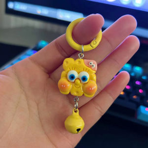 IQAngel móc khóa hoạt hình Spongebob dễ thương với mặt dây chuyền chuông hoàn hảo cho ba lô và túi xách