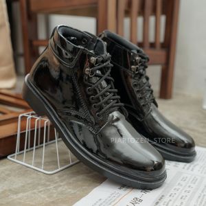 SEPATU PDH DINAS TNI POLRI SECURITY PRIA KULIT SINTETIS HITAM KILAP DAN DOFF