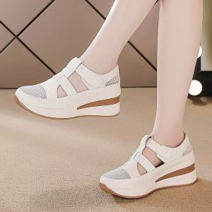 [Free Shipping] WomenS Wedge Heel Mesh Breathable Sandals 2026 Summer New Style Closed-Toe Roman Sandals Soft Sole Comfortable White Shoes