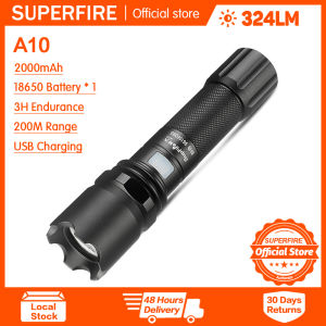Superfire Đèn pin A10 Đèn pin Led không thấm nước di động đèn pin có thể sạc lại siêu sáng tìm kiếm ánh ngoài trời