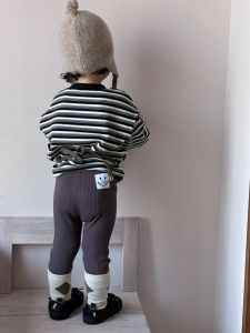 Childrens striped sweatshirt and leggings two-piece set for autumn 2025 Baby clothes Korean-style childrens clothing boys suits