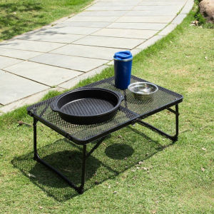 Multifunctional Folding Mesh Table Iron Camping Table Steel Mesh Table Outdoor Portable Shelf Mesh Meja Khemah Lipat