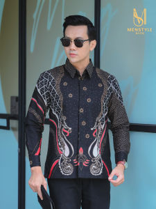 MENSTYLE BATIK - Kemeja Batik Pria Slimfit Lapis Furing Nakula Bahan Katun Lengan Panjang  Baju Batik Pria Premium Kemeja Batik Jumbo Sanggit.