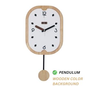 Minimalist Wall Clock Living Room Modern Jam Dinding Ruang Tamu Moden Nordic Silent Wooden Aesthetic Simple Clock Wall Swinging Pendulum Jam Dinding Hiasan Modern Round Analog Wall Watch Clock Aesthetic Jam Dinding Kayu Putih Simple Minimal Design 时钟