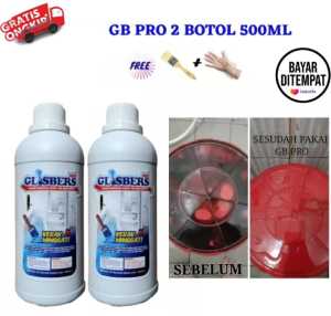 Paket 2 Botol 500ml GB PRO Cairan Pembersih Kerak Noda Porselen Sekali Kuas Free Kuas dan Pelindung Tangan - Glisbers pembersih kerak - pembersih kamar mandi