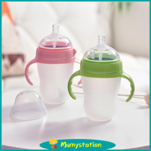 PIKO Bello botol susu bayi / botol bayi leher lebar dengan pegangan & jerami