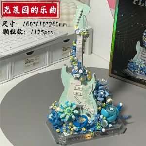 เข้ากันได้กับเลโก้ไวโอลินบล็อกประกอบของเล่นเครื่องดนตรีรุ่นดอกไม้นิรันดร์เครื่องประดับสร้างสรรค์ของขวัญวันเกิดหญิง
