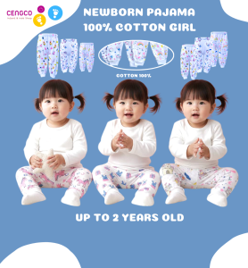 3Pcs Pajama for Girl Pure Cotton Newborn to Toddler Sleepwear Non Faded Prints 0-4 Years Old