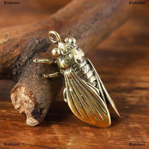 [COD] Biubiuni Giả đồng thau con ve sầu đúc tượng mini động vật kim loại figurine móc chìa khóa nhà