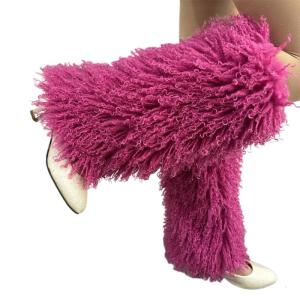 Phụ Nữ mùa thu đông Lông Làm ấm chân Bê Vớ Giày ủng Còng trơn kiểu Harajuku Màu sang trọng bằng lông thú Chân Nóng Lên Bìa