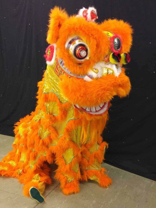 9 inch Blink Eyes Orange Lion Dance Costume 2 Players 815 Age Children
