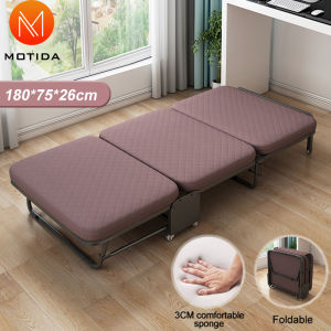 Folding Bed with Foam and Wheels Single on Sleep Adjustable Foldable Bed and Chair Free Installation Easy to Carry Multifunctional for freely adjust Sitting Leaning and Lying