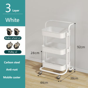 Multifunction 3/4 Tier Trolly Storage Racks Office Shelves Home Kitchen Rack Book Shelving Toys Rak Dapur(Carbon Steel Material)