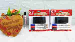 C-802 PAKET HEMAT 4in1 Penghapus papan tulis White Board dan 3 spidol Warna