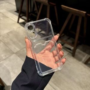 Túi đựng thẻ trong suốt sang trọng Bao đựng điện thoại cho IPhone 11 12 13 14 15 16 17 Pro Max Plus Ví AIr Vỏ mềm TPU chống sốc