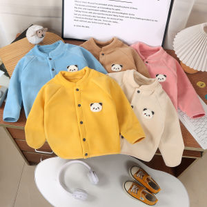 เสื้อแจ็คเก็ตกำมะหยี่ Baby Olympic สำหรับเด็กผู้ชายและเด็กผู้หญิงในฤดูใบไม้ผลิและฤดูใบไม้ร่วง เสื้อเด็ก เสื้อคาร์ดิแกนหนาน่ารักสำหรับเด็ก