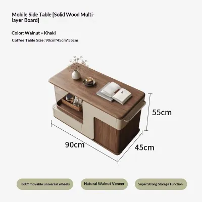 CraftedLiving SG-Multifunctional Mobile Coffee Table R-Style Home Living Room Coffee Table with Wheels