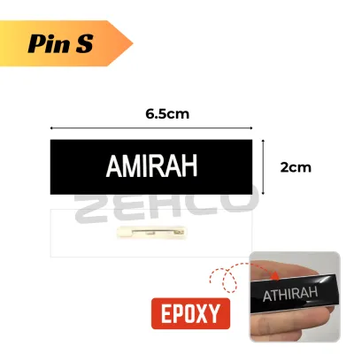 Formal Name Tag Pin Cikgu/Pekerja Pejabat/Murid Standard/Epoxy Logo Name Tag Logo Engrave 名牌定制