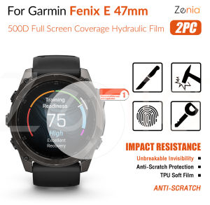 Zenia 2PCS HD Full Screen Curved Edge Full Coverage Protector Film For Garmin FenixE Fenix E 47mm AMOLED Smart Watch HD 9H Unbreakable Invisibility Invisible TPU Soft Film Protective Film Explosion-proof Anti Scratch Film