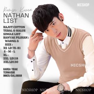 Rompi Rajut Pria Korea List Knit Vest - NIC Fashion