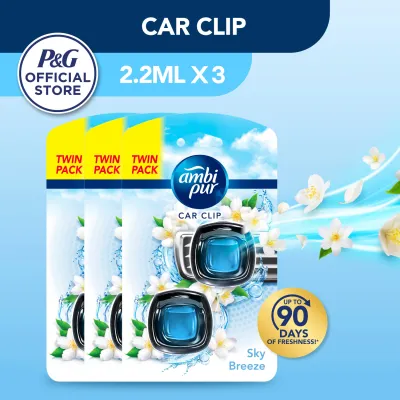 [Bundle of 3] Ambi Pur Car Mini Clip Sky Breeze Car Air Freshener 2.2ml x 2