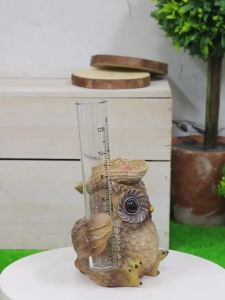 [Fast-selling] Outdoor Garden Resin Bird Sculpture Crafts with Dwarf Rain Gauge and Owl Display