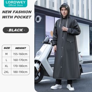 LORDWEY Mens Fashion Fishing Raincoat Long Full Body Rainproof Electromobile Single Ride EVA Rainwear Lengthen Brim Rain Jacket
