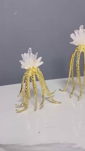Sacesr Creative Crystal Ornaments Golden Octopus Abstract Sculpture Squid Crystal Handicrafts Metal Figurine Home Decoration 9Y3K6