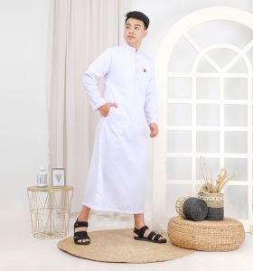 Yanura Jubah Baju Muslim Pria Gamis Sultan Lengan Panjang Emboss Terbaru Lebaran Ramadan 2026 EM5