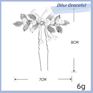 Ditur Cổ retro hoa lá tóc Clip ngọc trai pha lê hình chữ U kẹp tóc phong cách cổ xưa Hanfu phụ kiện hiệu suất đám cưới kẹp tóc nhỏ cô dâu mũ nón