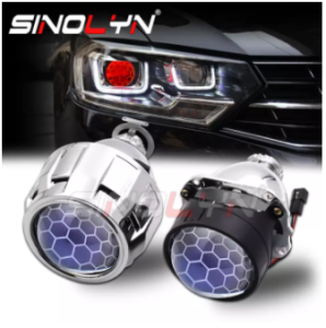 Car Motorcycle Headlight HID Projector Lens 2.5‘’ Honeycomb Bixenon Lens HID Projector High/Low For H4 H7 Lights Accessories Tuning