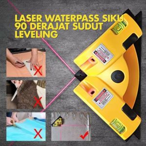 Waterpass Siku 90 Derajat Sudut Laser Merah Leveling Water Pass Square Line Alat Ukur Kelurusan