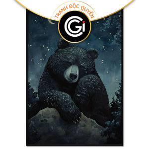 Tranh con gấu phong thủy cầu bình an và sức khỏe.Tranh treo tường dán tường trang trí nội thất.CGI-1117