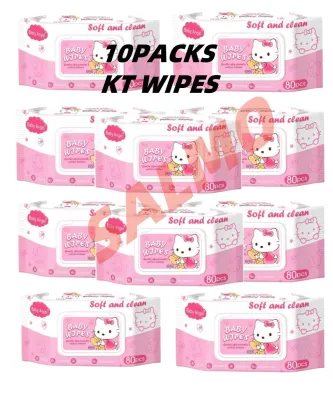 10packs Baby KT Wipes 80 Pcs Hypoallergenic 99% Water Non-Alcohol Gentle Wet Wipes for Sensitive Skin