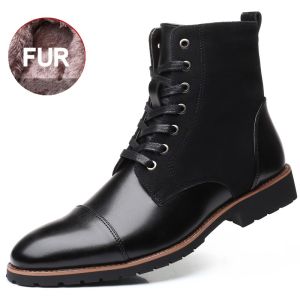 EsHi 2023 Italy Handmade Classic Genuine Leather Men Boots High Quality Leather Men Dress Shoes Outdoor Autumn Man Lace-UP Male Men Ankle Boots Size 38-48