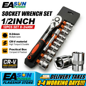 12 PCS TOOLS SET 1/2 INCH Ratchet Socket Wrench Set Multi-function Spanner Bicycle Motorcycle Car Repairing Tool Set