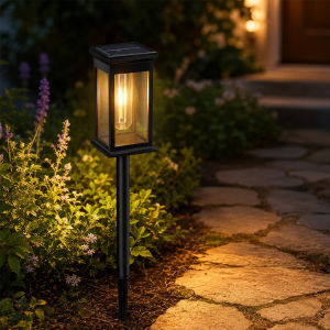 Solar Walkway Lights Outdoor Waterproof Retro Design Tungsten Filament Landscape Lamp Adjustable Height Easy Install For Garden Backyard Patio Lawn Path Lighting
