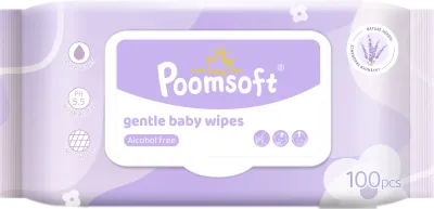 POOMSOFT Non Alcohol Baby Wet Wipes/Lavendar Wet Tissue (100 Pcs/Pack)