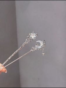 Cucuk Rambut Bintang ⭐ Moonstone Star Moon Hair Pin Elegant Chinese Style Updo Hair Stick Women