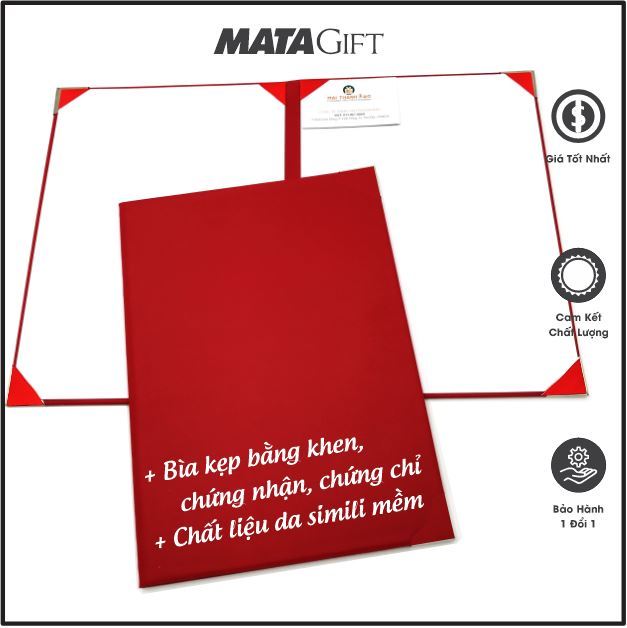 Bìa ký kết chứng nhận tốt nghiệp chất liệu da simili màu đỏ, xanh, đen ...